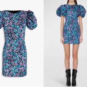 Blue Puff Sleeve Sheath Dress for Wedding